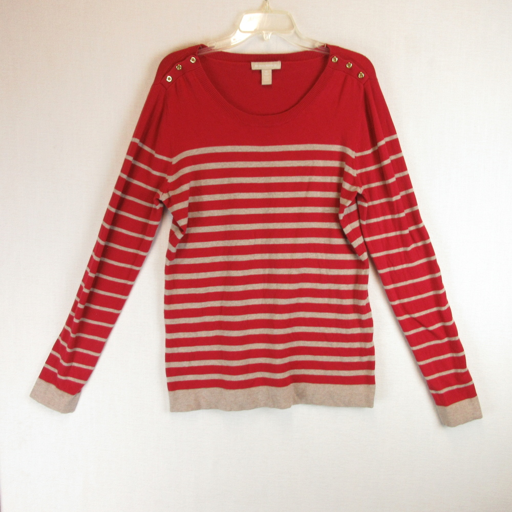 Banana Republic Breton Stripe Sweater Size XL Red Tan